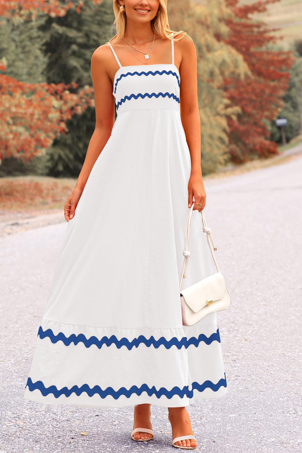 PRETTYGARDEN Women's Summer Flowy Maxi Dress Casual Sleeveless Spaghetti Strap Ruffle Beach Long Dresses