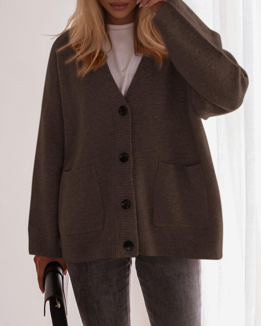 BTFBM Oversized Cardigan Sweaters for Women Trendy Fall Fashion Button Down Long Sleeve Chunky Knit Cardigans
