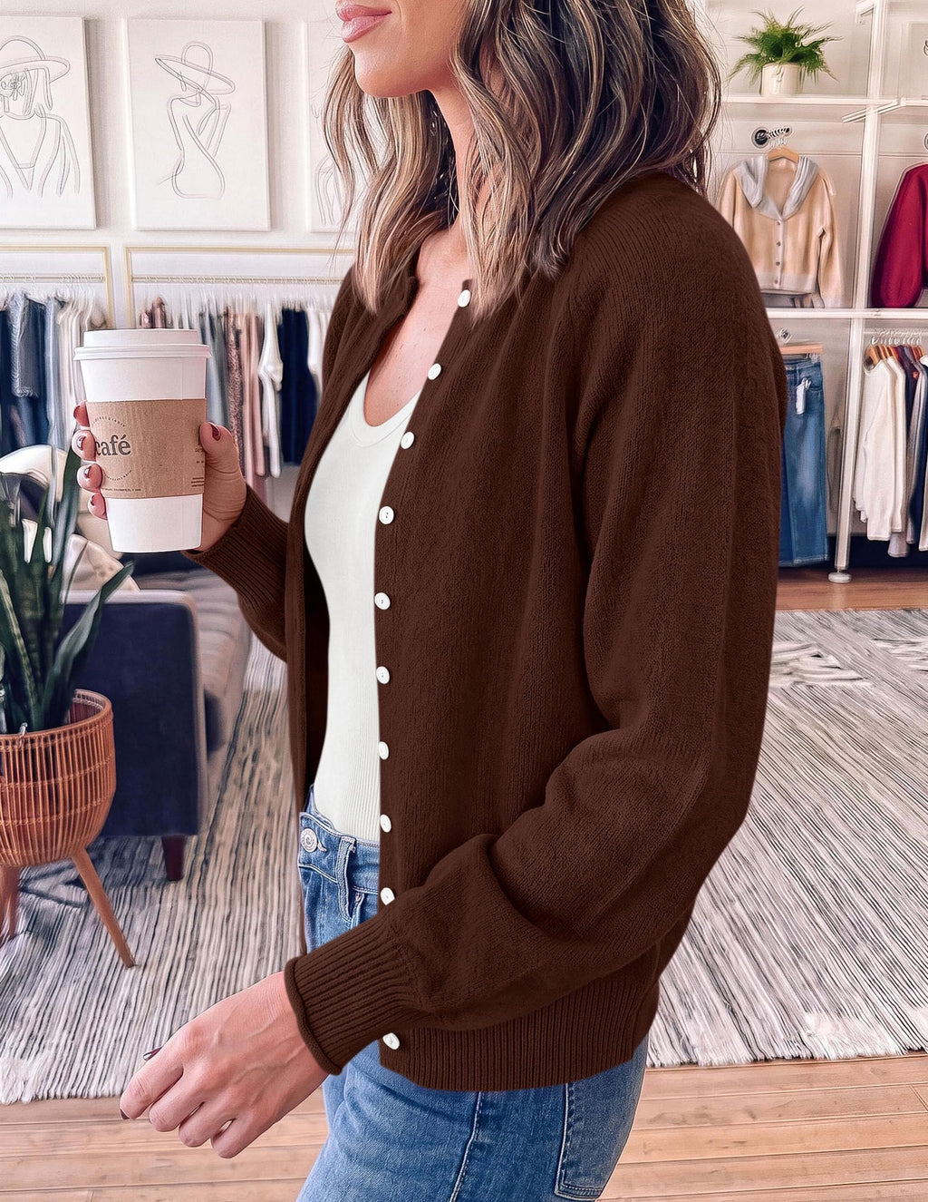 PRETTYGARDEN Women's Knit Cardigan Lightweight Cozy Sweaters Comfy Long Sleeve Work Tops, Button Down Shirts, Rolled Edges, Casual Fall Clothes for Going Out, Holiday, Winter Layering