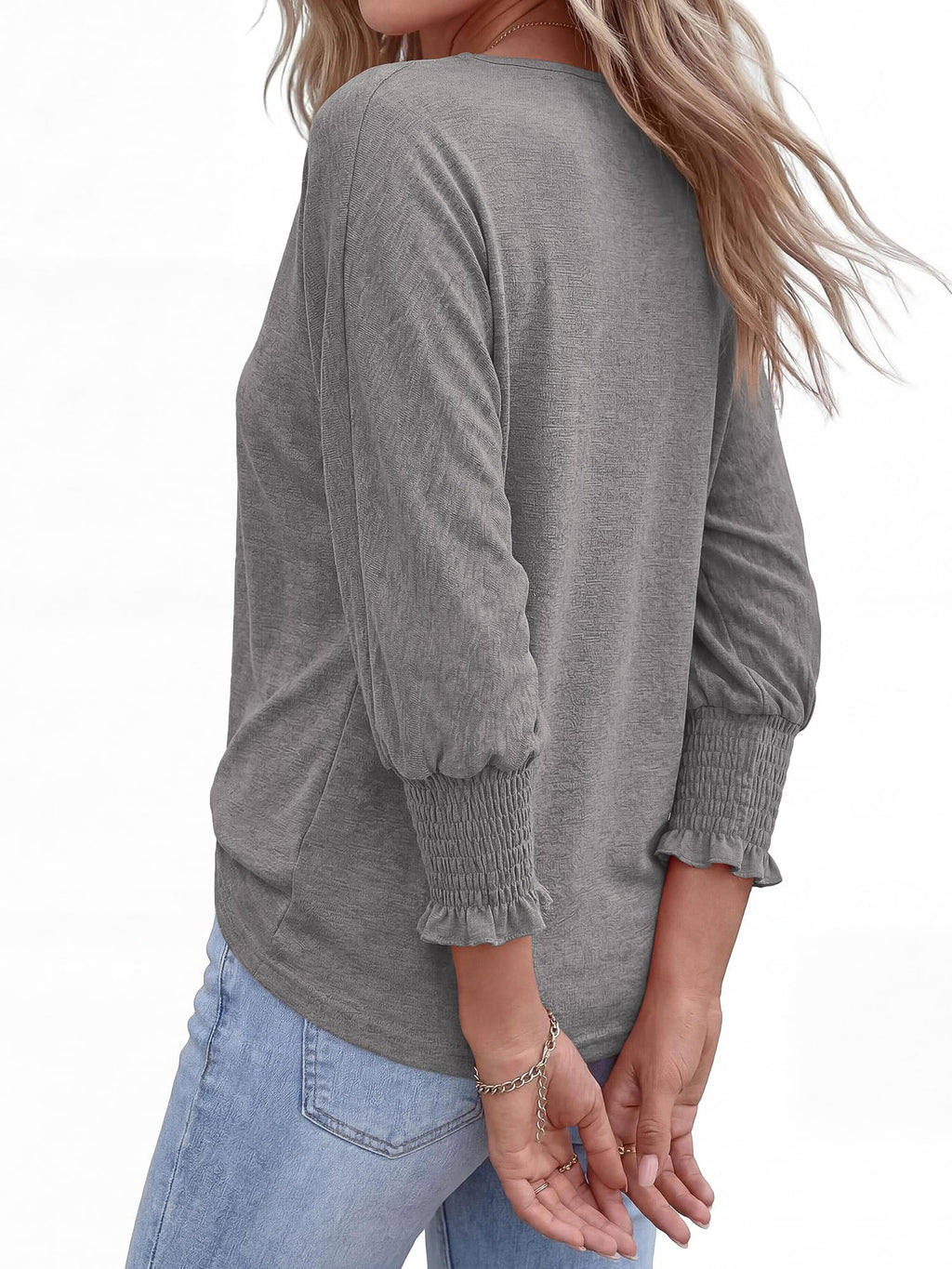 BTFBM Womens Tops Dressy Casual Summer T Shirts Crewneck 3/4 Sleeve Beach Vacation Loose Tunic Spring Work Blouse