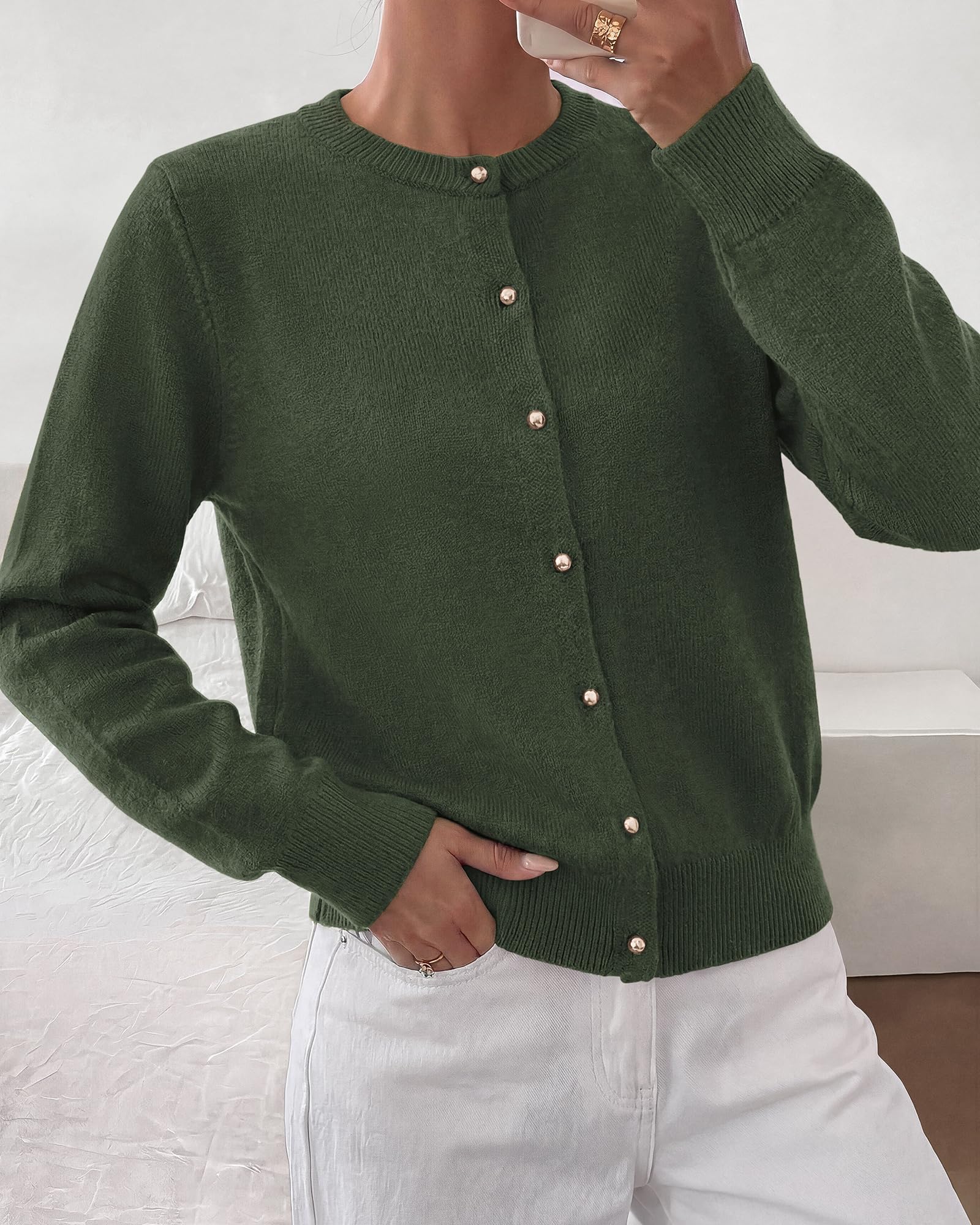 BTFBM Button Cardigan Sweaters for Women Fall Clothes Ribbed Knit Open Front Cardigan, Long Sleeve Sweater, Cozy Soft Stretchy Outerwear, Relaxed Fit, Trendy Winter Outfits