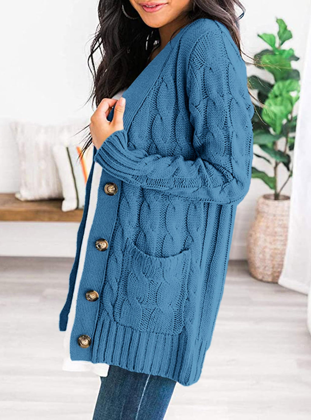 PRETTYGARDEN Women's Open Front Cardigan Sweaters Fall Fashion Button Down Cable Knit Chunky Winter Clothing Outerwear Coats