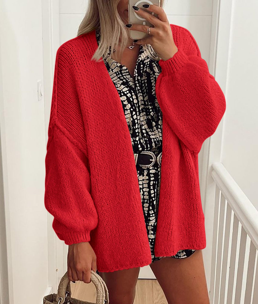 PRETTYGARDEN Womens Oversized Cardigan Sweaters Fall Long Lantern Sleeve Knit Open Front Lightweight Sweater
