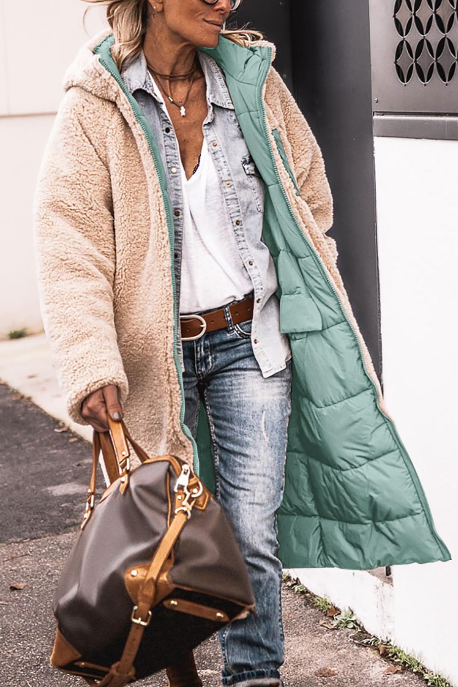 PRETTYGARDEN Women's Winter Fashion Clothes Oversized Shearling Fleece Long Coats Jackets