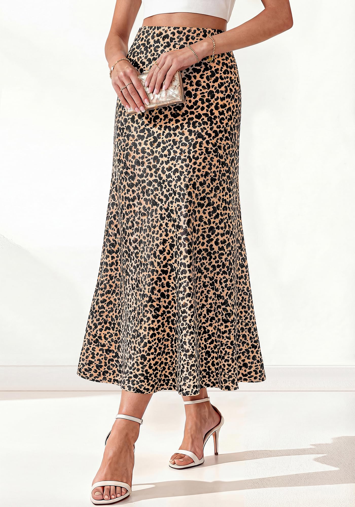 BTFBM Maxi Skirts for Women Summer Spring Boho Lightweight A Line High Waisted Wedding Guest Party Silk Midi Skirt