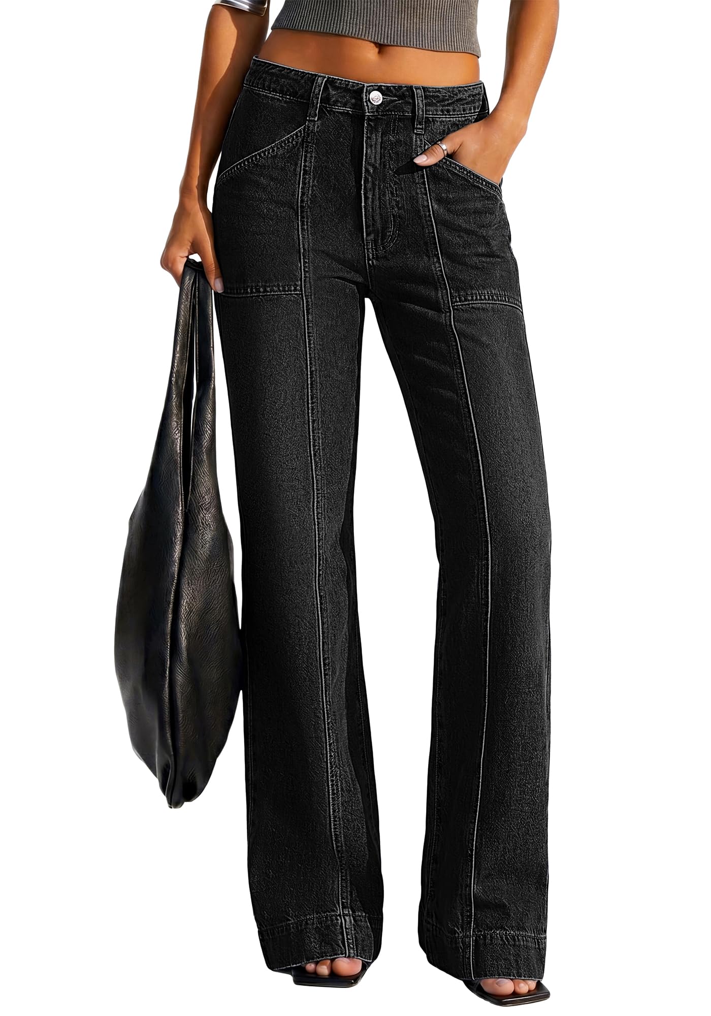 BTFBM Straight Leg Jeans for Women Stretchy Curve Appeal Pants Front Seam, Little Flare Bootcut Jean, High Waisted Denim Pockets, Travel Airport Outfits, Trendy Fall Fashion Clothing