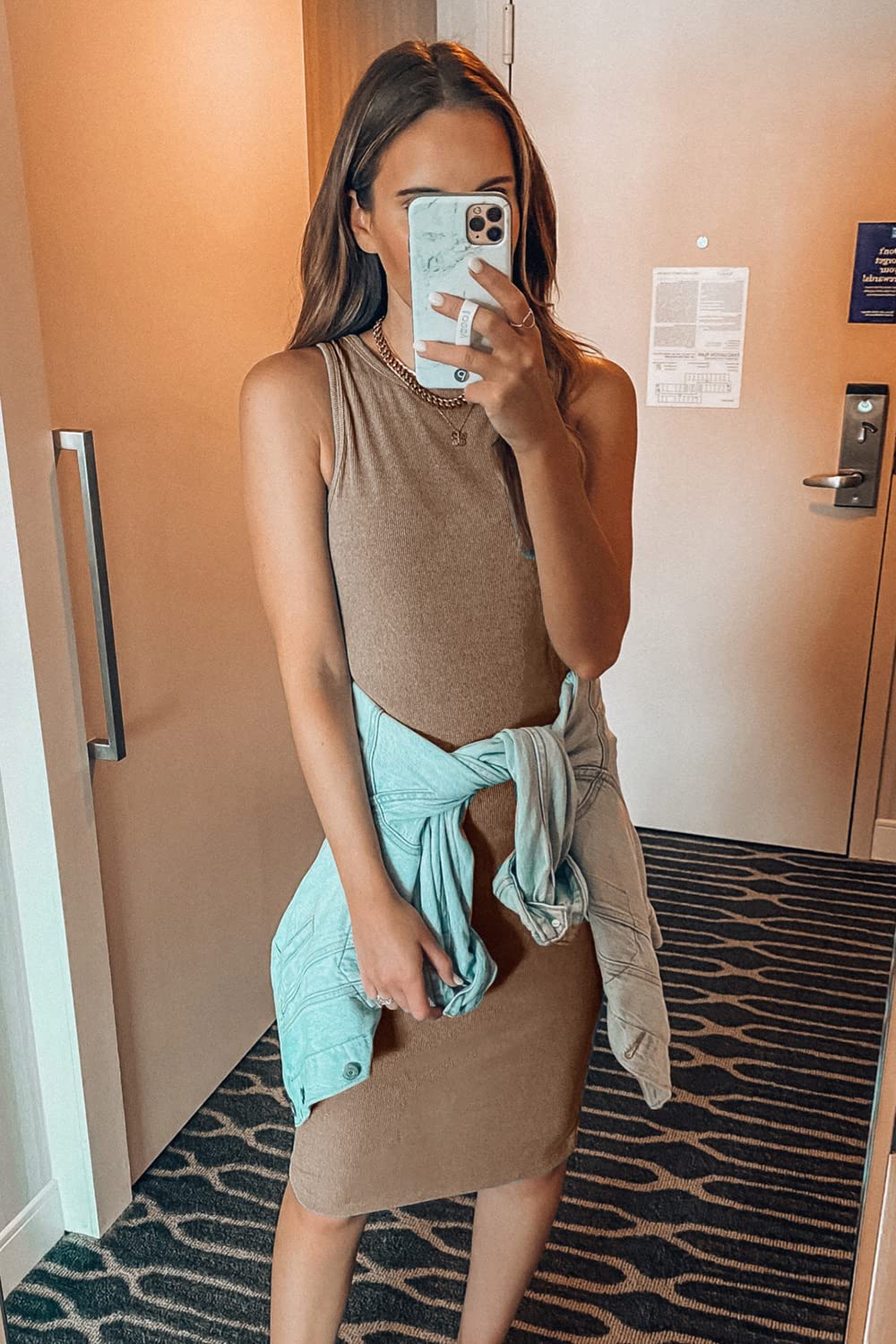 PRETTYGARDEN Women Bodycon Midi Dress Summer Spring Casual Vacation Sundress Fitted Sleeveless Tank Dresses