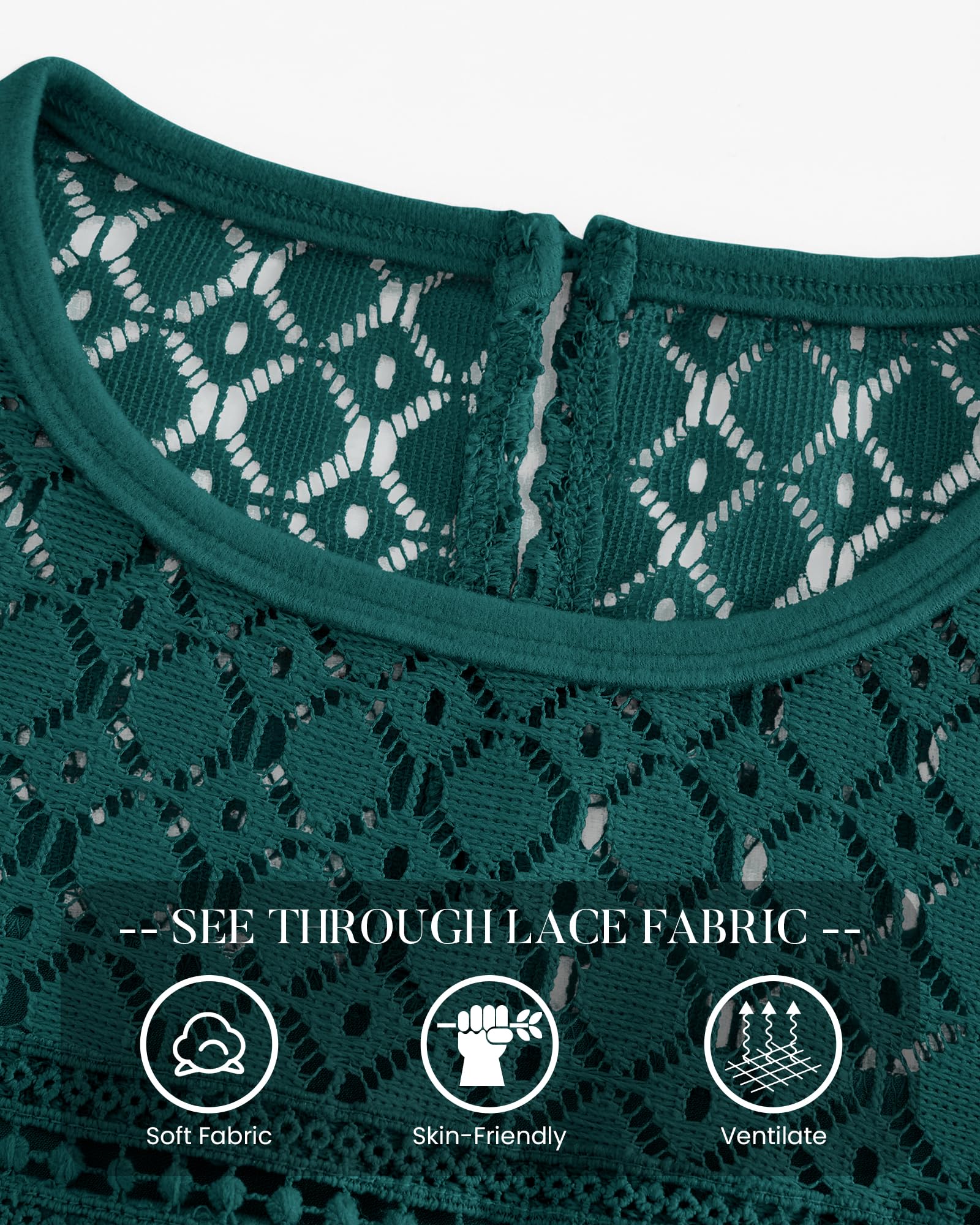 FreshPretty Lace Long Sleeve Shirts Womens Tops Dressy Casual Knit Boho Lightweight Blouses Winter Clothing Fall Fashion