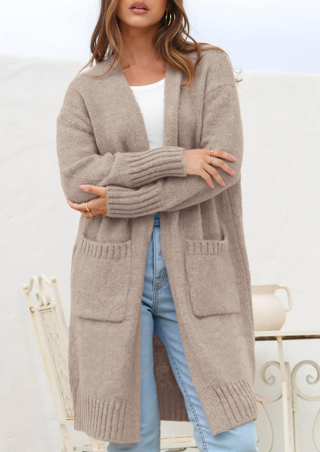 PRETTYGARDEN Fall Long Sleeve Cardigan Sweaters for Women Trendy Winter Open Front Loose Knitted Cardigans with Pockets