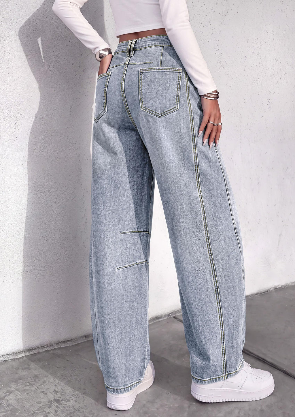PRETTYGARDEN Women's Barrel Baggy Jeans High Waisted Pants