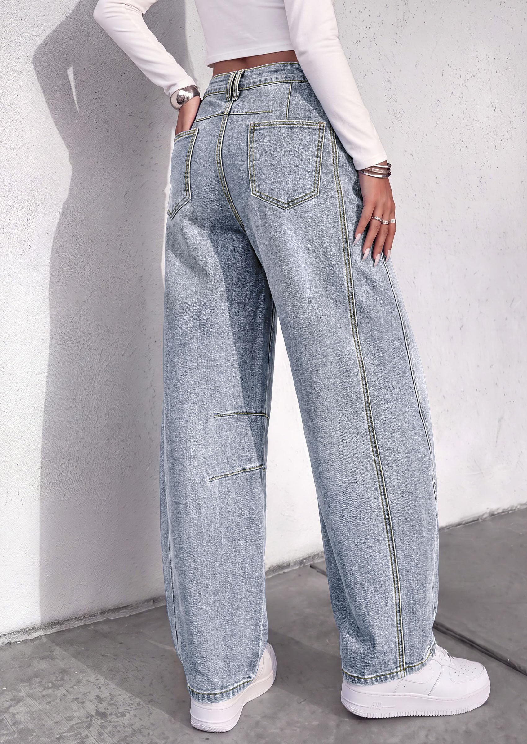 PRETTYGARDEN Women's Barrel Baggy Jeans High Waisted Pants