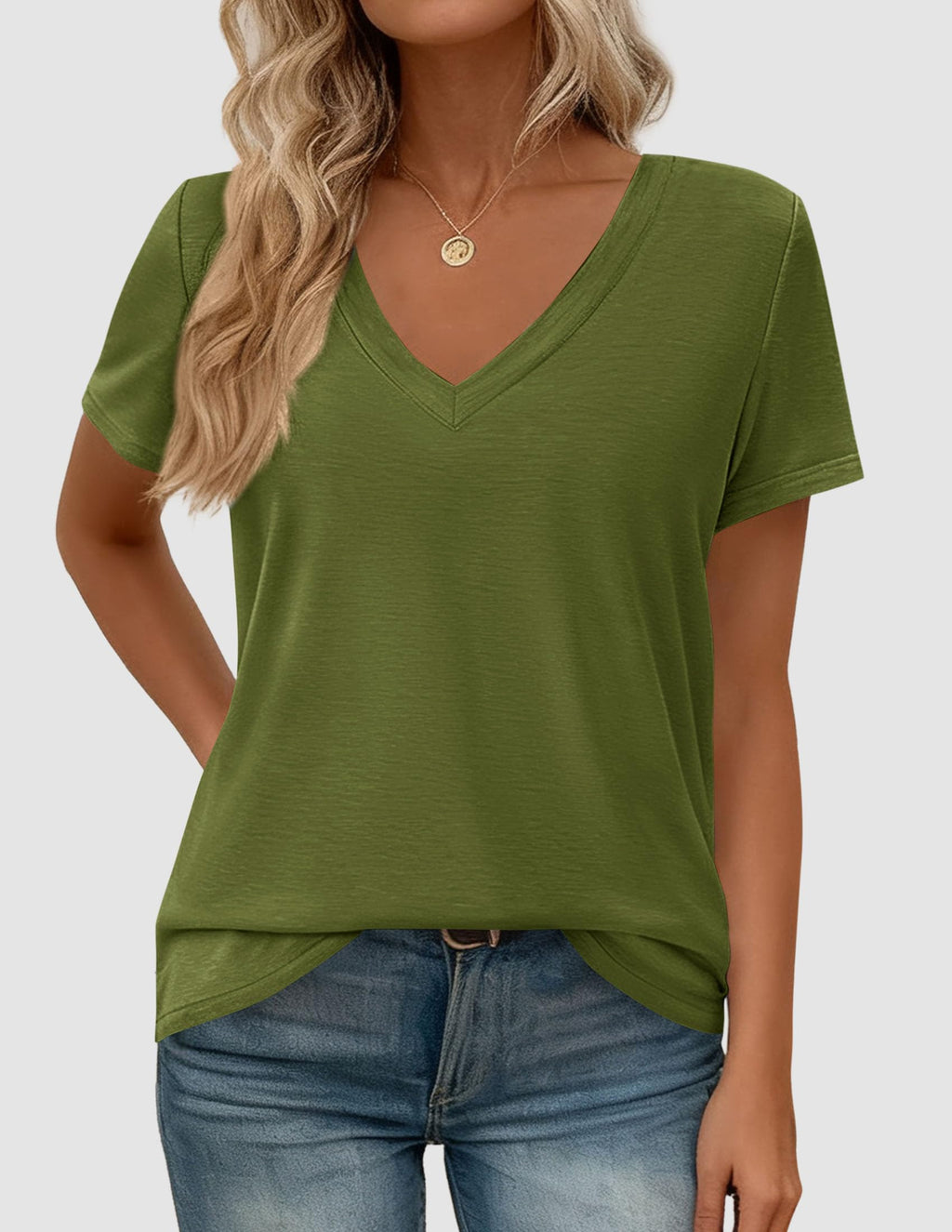 PRETTYGARDEN Womens Tops Short Sleeve Oversized Tshirts Shirts Summer Casual V Neck Loose Basic Tees Spring Tunic Blouse
