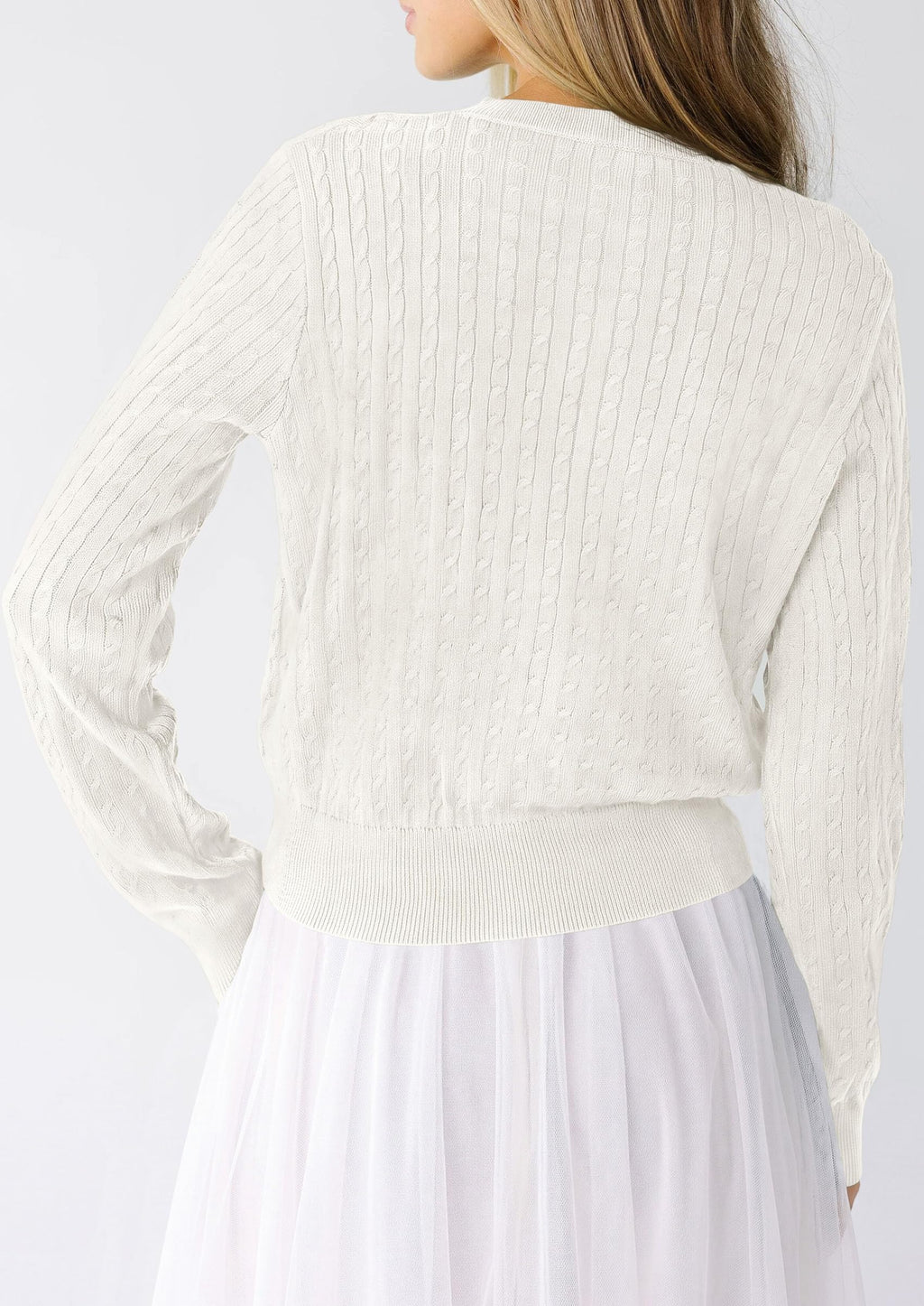 PRETTYGARDEN Women Lightweight Button Up Cardigan Sweaters | Soft Stretchy, Cozy Cable Knit, Long Sleeve Crew Neck, Trendy Cardigans, Cute Casual Outfits, Early Fall Fashion Clothing