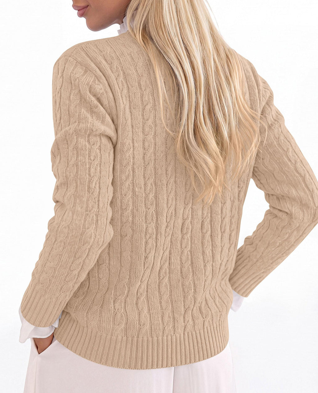 PRETTYGARDEN Women's Cable Knit Sweaters Long Sleeve Pullover Fall Outfits Soft Cozy Knit Tops, Ribbed Crewneck Regular Fit, Basic Daily, Work Business Casual, Teacher Outfits, Winter Layer Clothing
