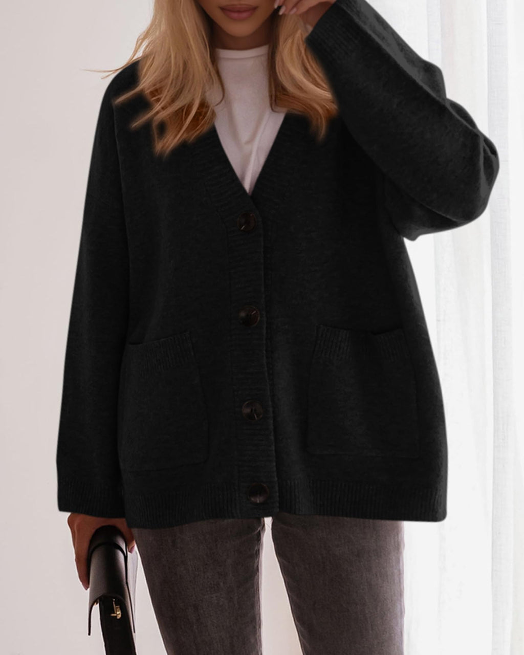 BTFBM Oversized Cardigan Sweaters for Women Trendy Fall Fashion Button Down Long Sleeve Chunky Knit Cardigans