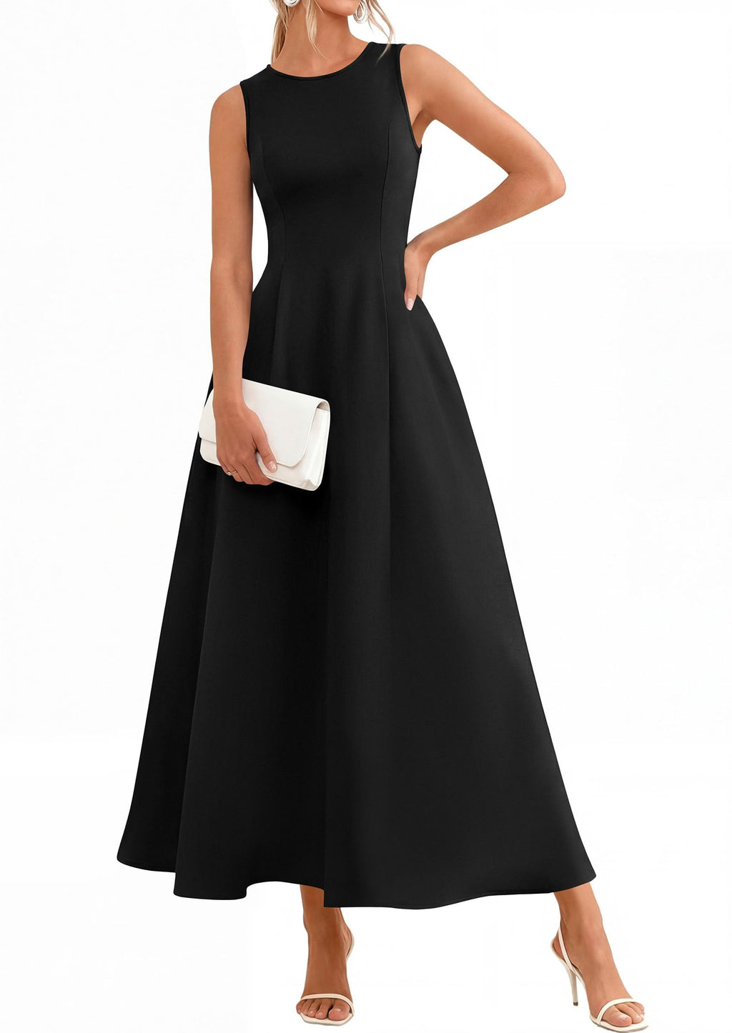 PRETTYGARDEN Women's Maxi Dress Summer Wedding Guest Spring A Line Long Tank Flowy Modest Sleeveless Cocktail Dresses