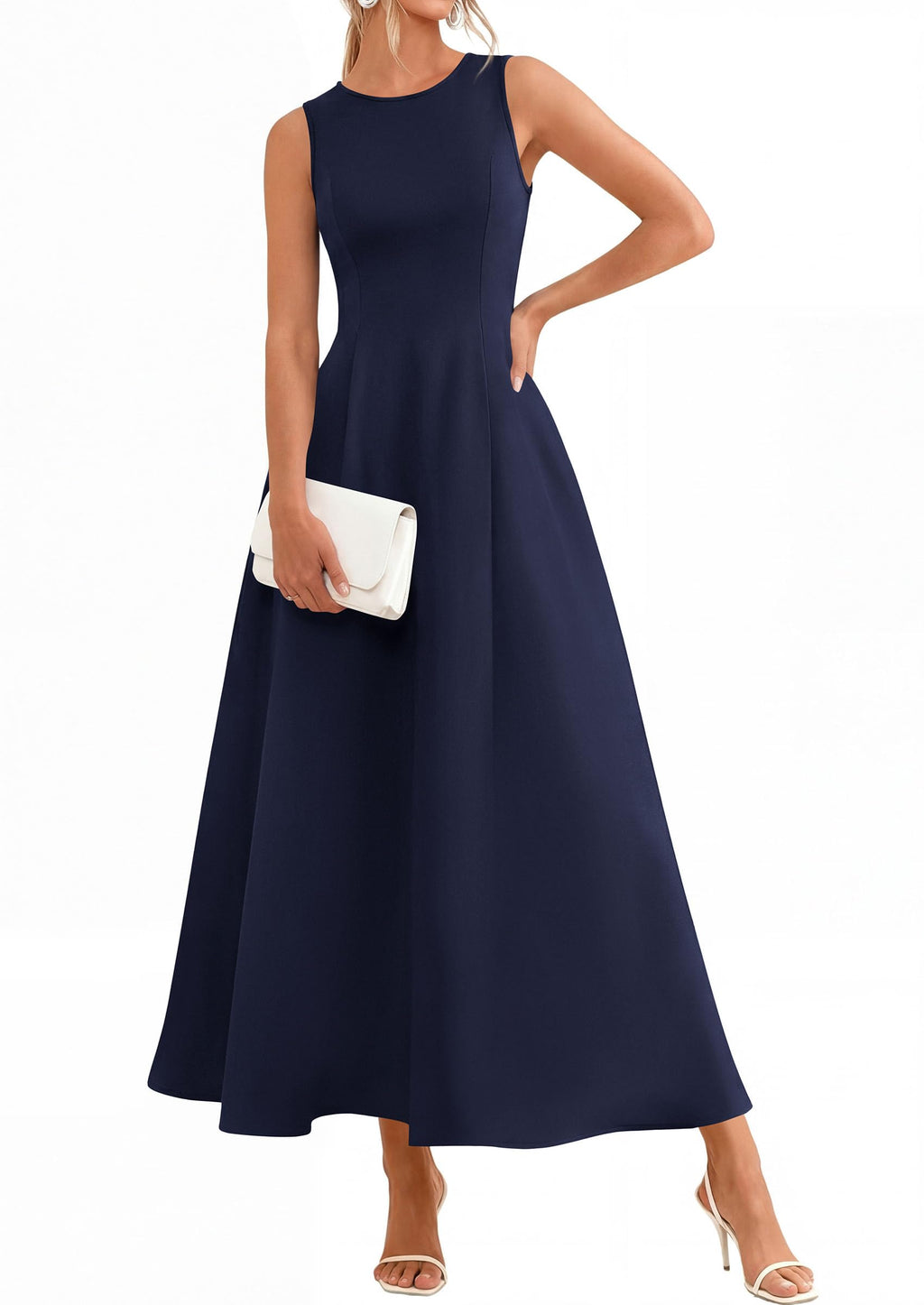 PRETTYGARDEN Women's Maxi Dress Summer Wedding Guest Spring A Line Long Tank Flowy Modest Sleeveless Cocktail Dresses