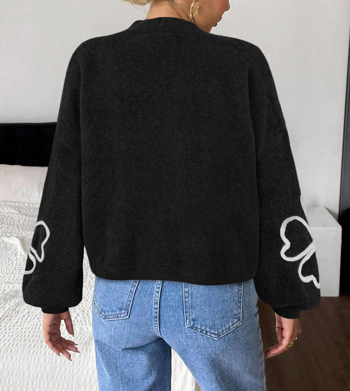 PRETTYGARDEN Women's Floral Oversized Cardigan Sweaters Trendy Fall Outfits Long Sleeve Sweater Jacket, Open Front Coat, Cozy Soft Chunky Knit, Casual Outerwear,Winter Fashion Clothing