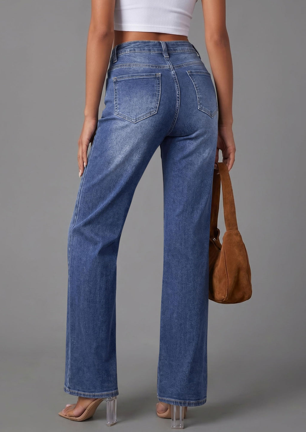 PRETTYGARDEN High Waisted Wide Leg Jeans for Women 2026 Trendy | Classic Straight Baggy Fit, Stretchy Denim Pants with Pockets, Casual Daily Work Going Out, All Season Wear