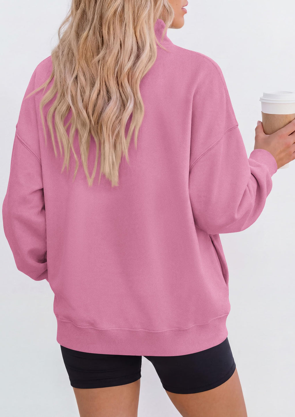 PRETTYGARDEN Womens Mock Neck Sweatshirt Oversized Pullover Loose Fit,Side Pockets,Long Sleeve Drop Shoulder Tops,Casual Lounge Work Travel Airport Outfits,Fall Fashion Winter Clothes