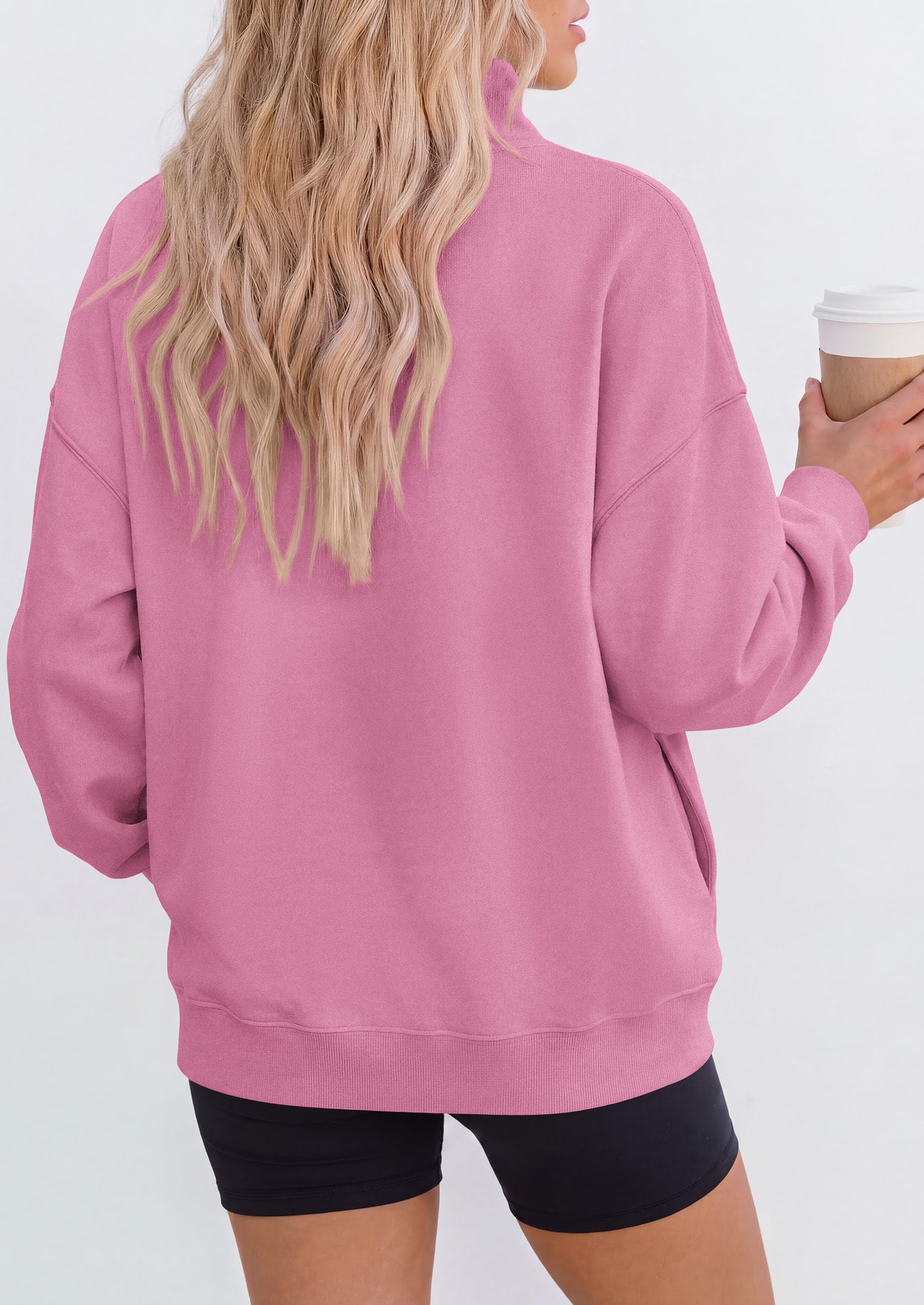 PRETTYGARDEN Womens Mock Neck Sweatshirt Oversized Pullover Loose Fit,Side Pockets,Long Sleeve Drop Shoulder Tops,Casual Lounge Work Travel Airport Outfits,Fall Fashion Winter Clothes