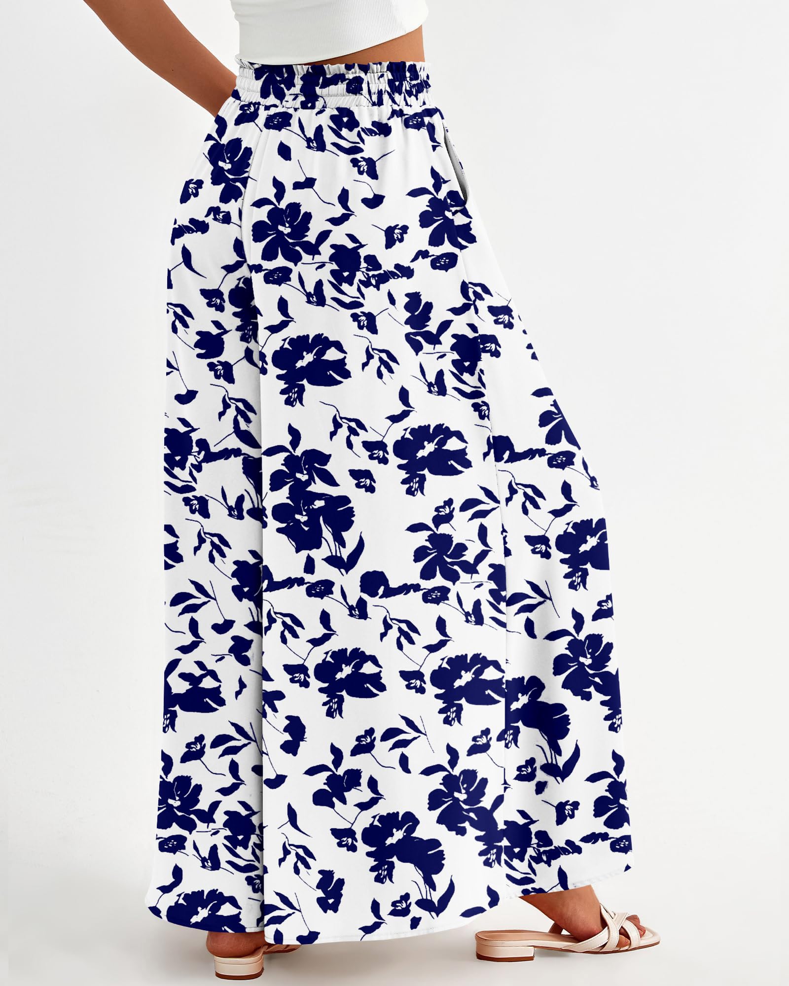 BTFBM Women Casual High Waist Wide Leg Pants Spring Summer Long Palazzo Pants Pocket Lounge Beach Vacation Clothes