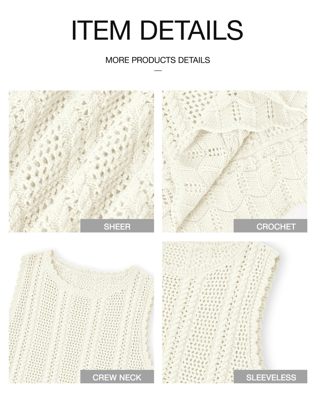 FreshPretty Crochet Tank Top Vacation Outfits for Women Sweater Vest Beach Cover Ups Spring Summer Sleeveless Cruise Resort Wear