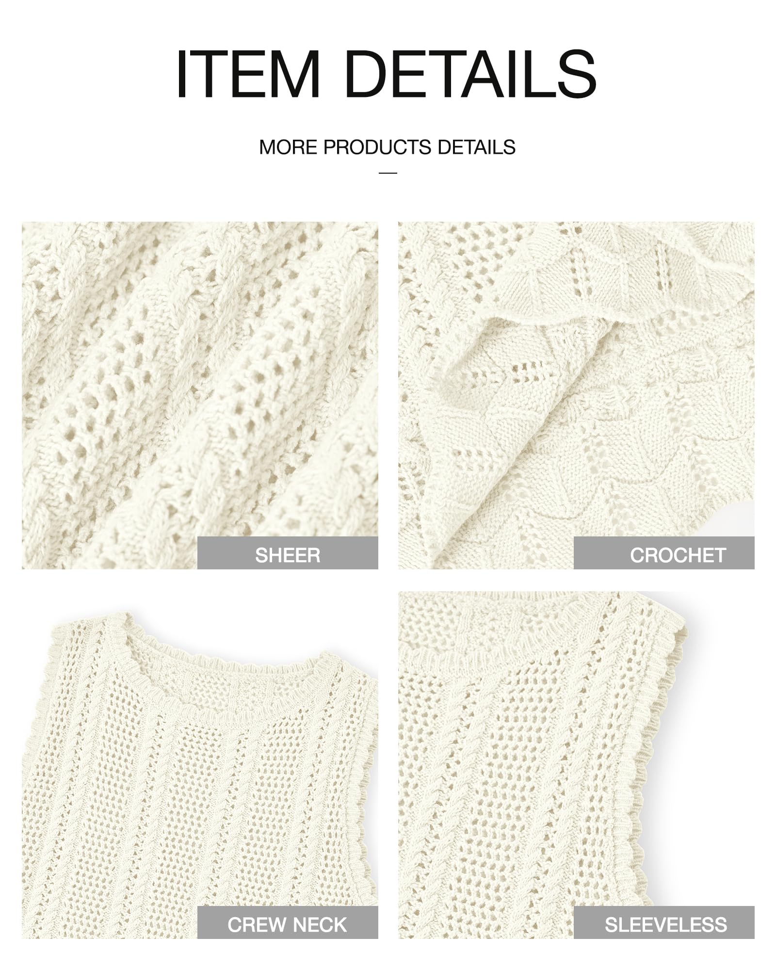 FreshPretty Crochet Tank Top Vacation Outfits for Women Sweater Vest Beach Cover Ups Spring Summer Sleeveless Cruise Resort Wear