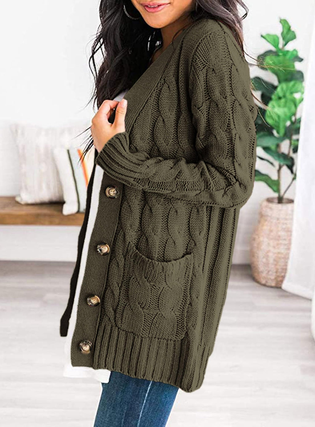 PRETTYGARDEN Women's Open Front Cardigan Sweaters Fall Fashion Button Down Cable Knit Chunky Winter Clothing Outerwear Coats