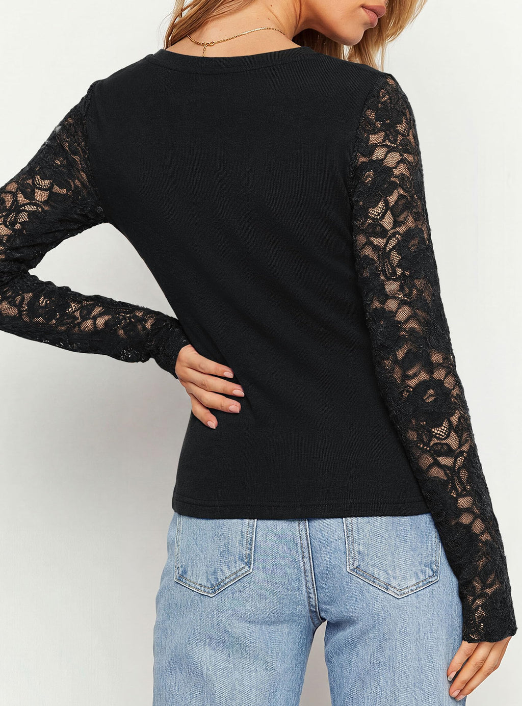 PRETTYGARDEN Sheer Lace Raglan Long Sleeve Shirts for Women