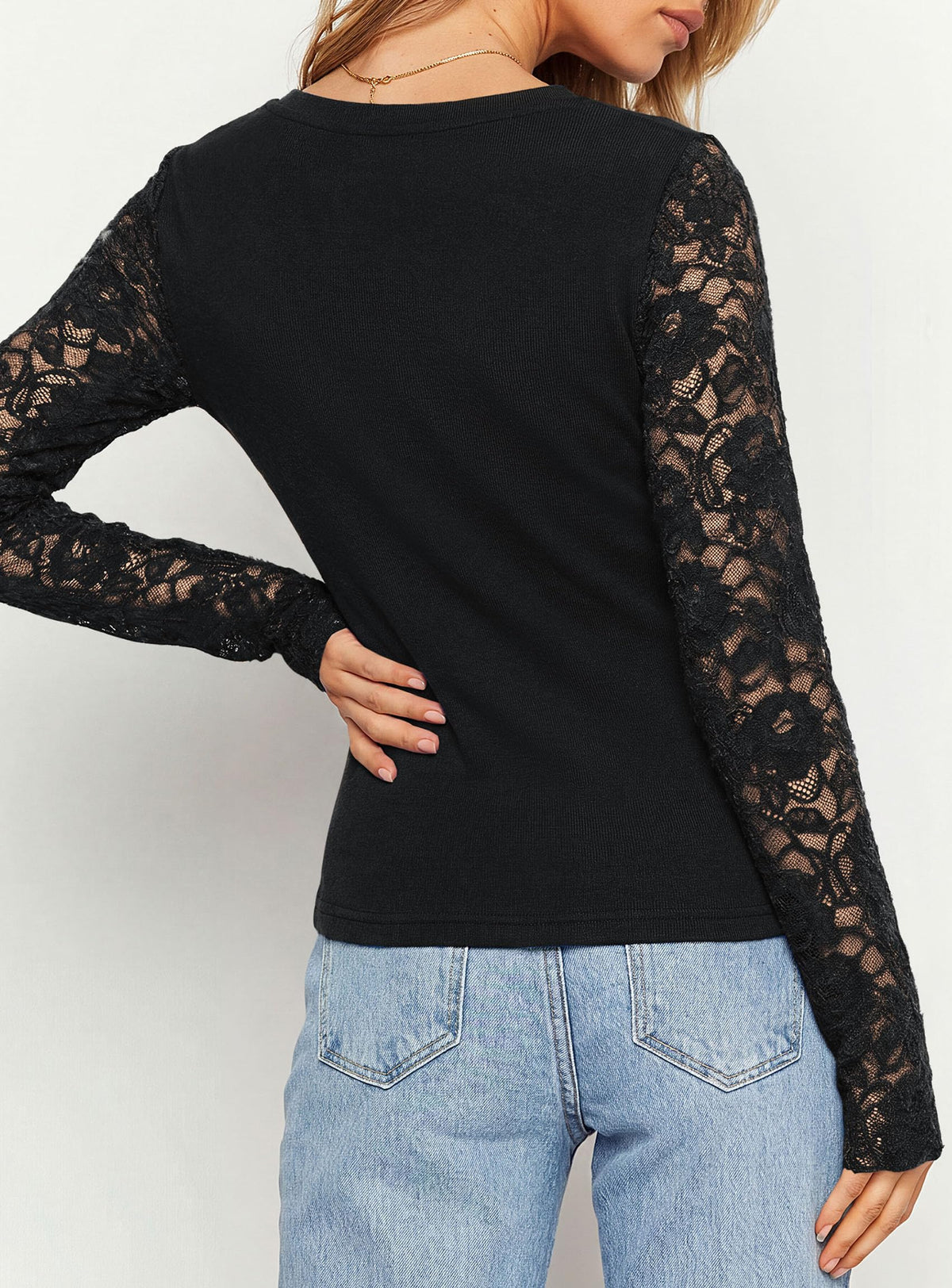 PRETTYGARDEN Sheer Lace Raglan Long Sleeve Shirts for Women