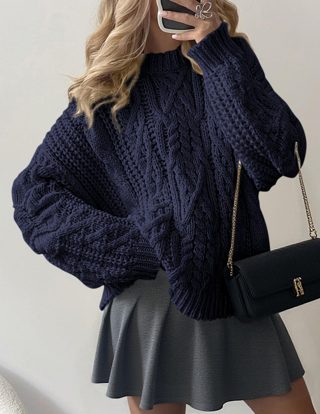 PRETTYGARDEN Women's Oversized Fall Sweaters Casual Long Sleeve Crewneck Chunky Cable Knit Pullover Tops Winter Clothes