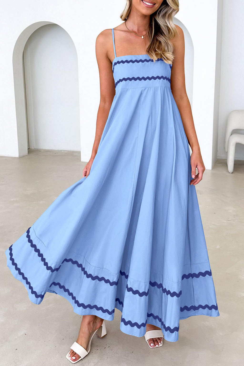 PRETTYGARDEN Women's Summer Flowy Maxi Dress Casual Sleeveless Spaghetti Strap Ruffle Beach Long Dresses