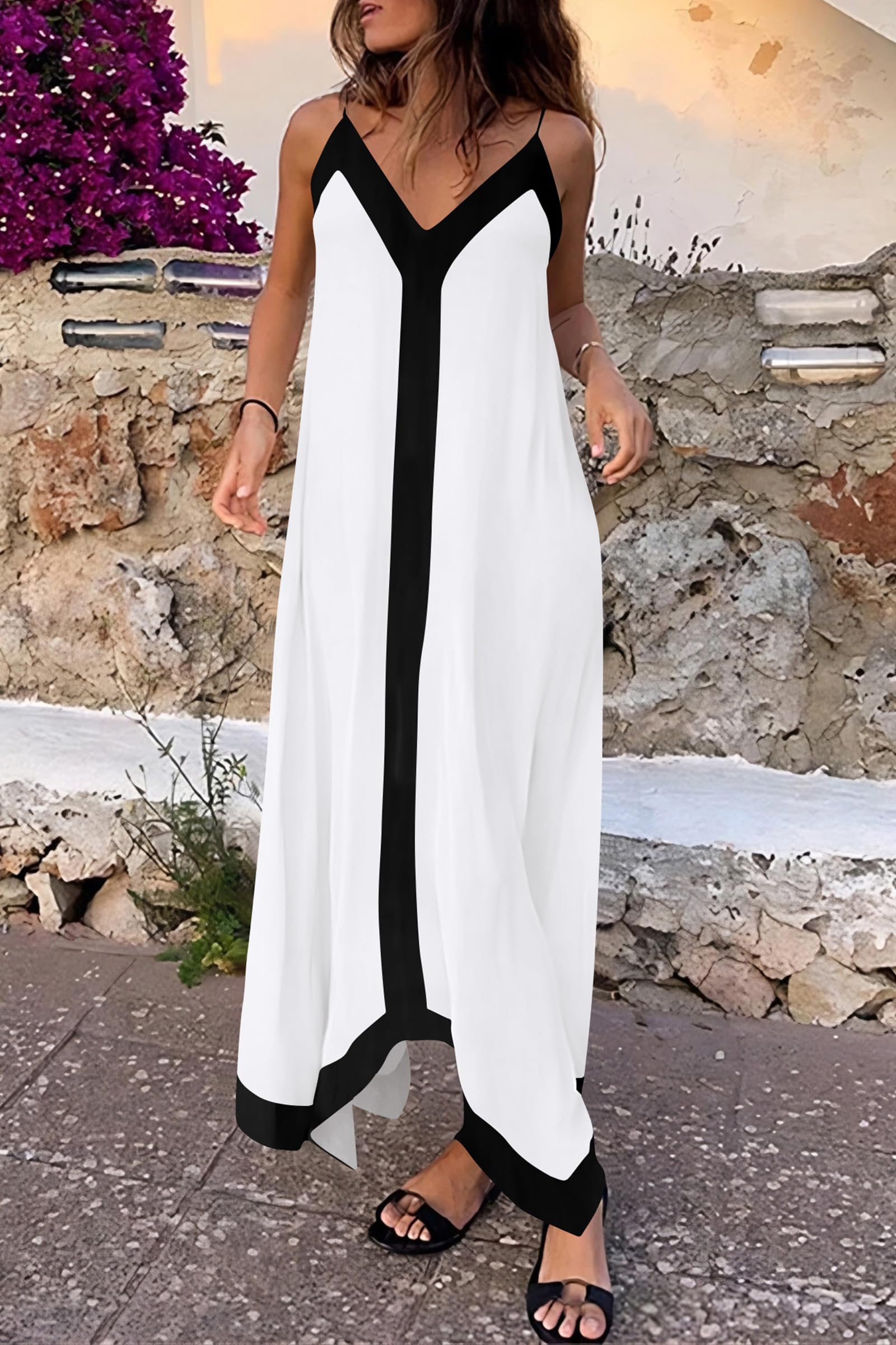 PRETTYGARDEN Women's Summer Maxi Dress Sleeveless V Neck Spaghetti Strap Flowy Elegant Holiday Party Dresses
