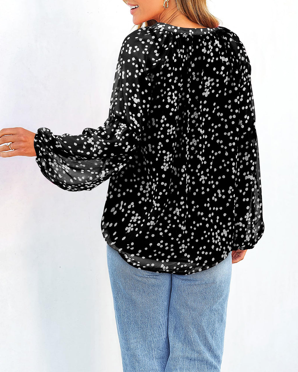 BTFBM Blouses for Women Dressy Casual Floral Summer Boho Tops V Neck Lightweight Long Sleeve Shirts Spring Clothes