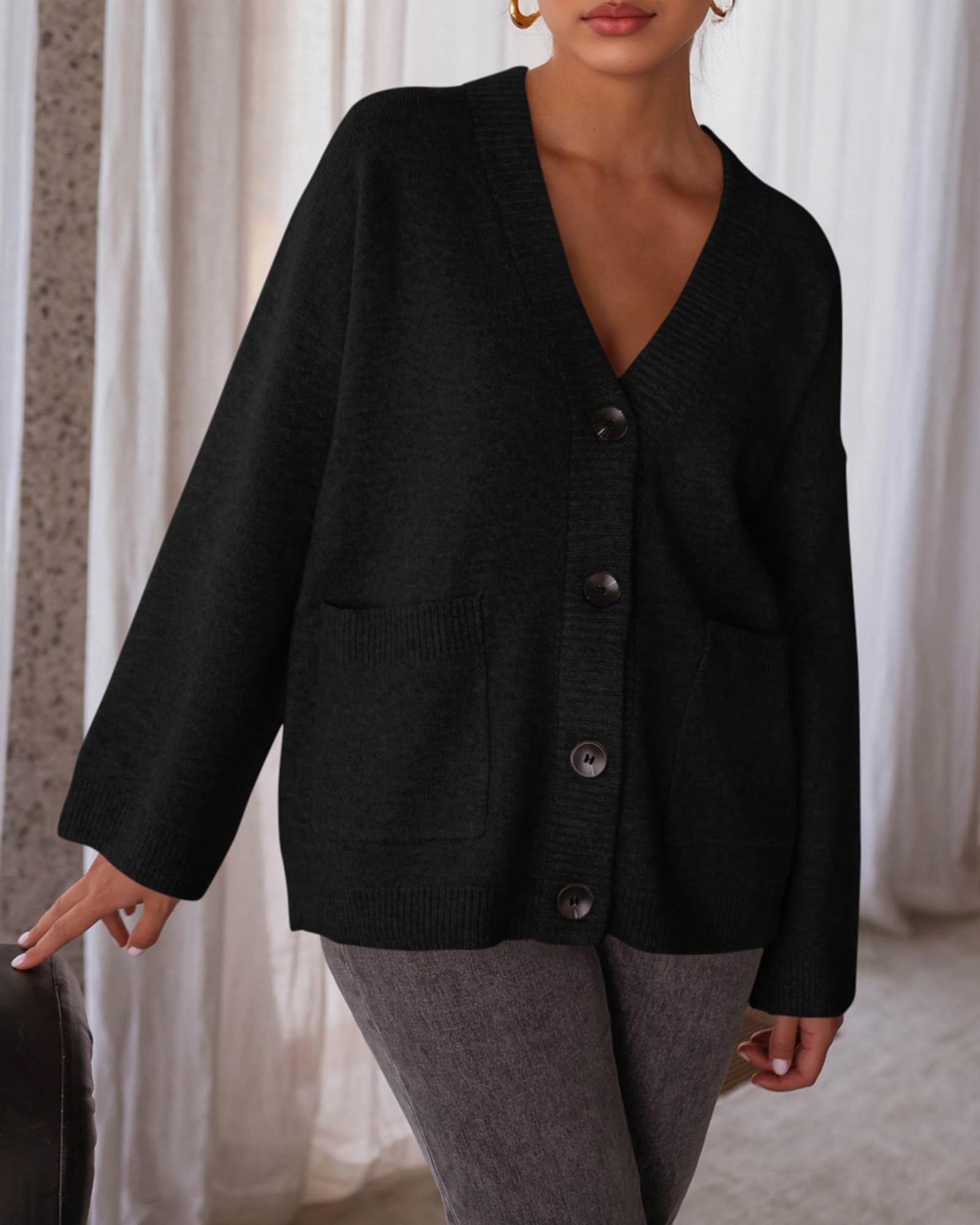 BTFBM Oversized Cardigan Sweaters for Women Trendy Fall Fashion Button Down Long Sleeve Chunky Knit Cardigans