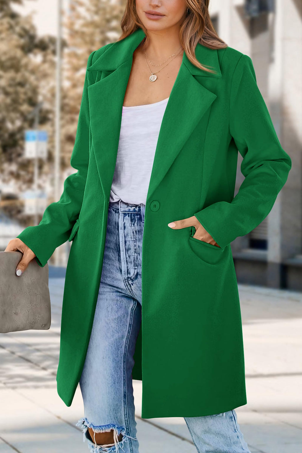 PRETTYGARDEN Women's Spring Fall Long Blazer Jackets Long Sleeve Lapel Pockets Loose Fit Work Casual Blazers Outerwear