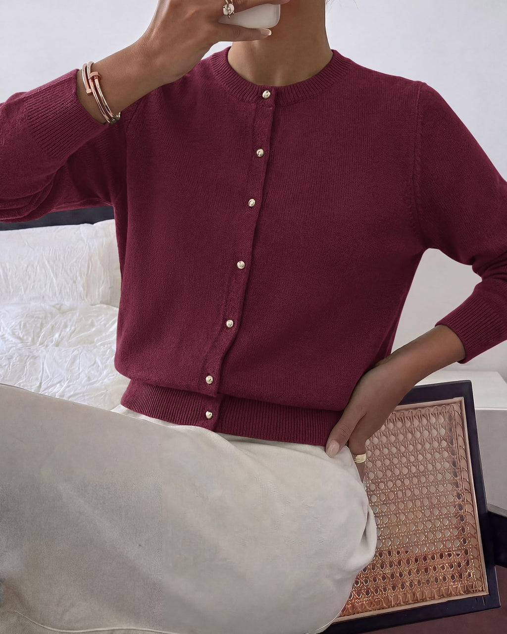BTFBM Button Cardigan Sweaters for Women Fall Clothes Ribbed Knit Open Front Cardigan, Long Sleeve Sweater, Cozy Soft Stretchy Outerwear, Relaxed Fit, Trendy Winter Outfits