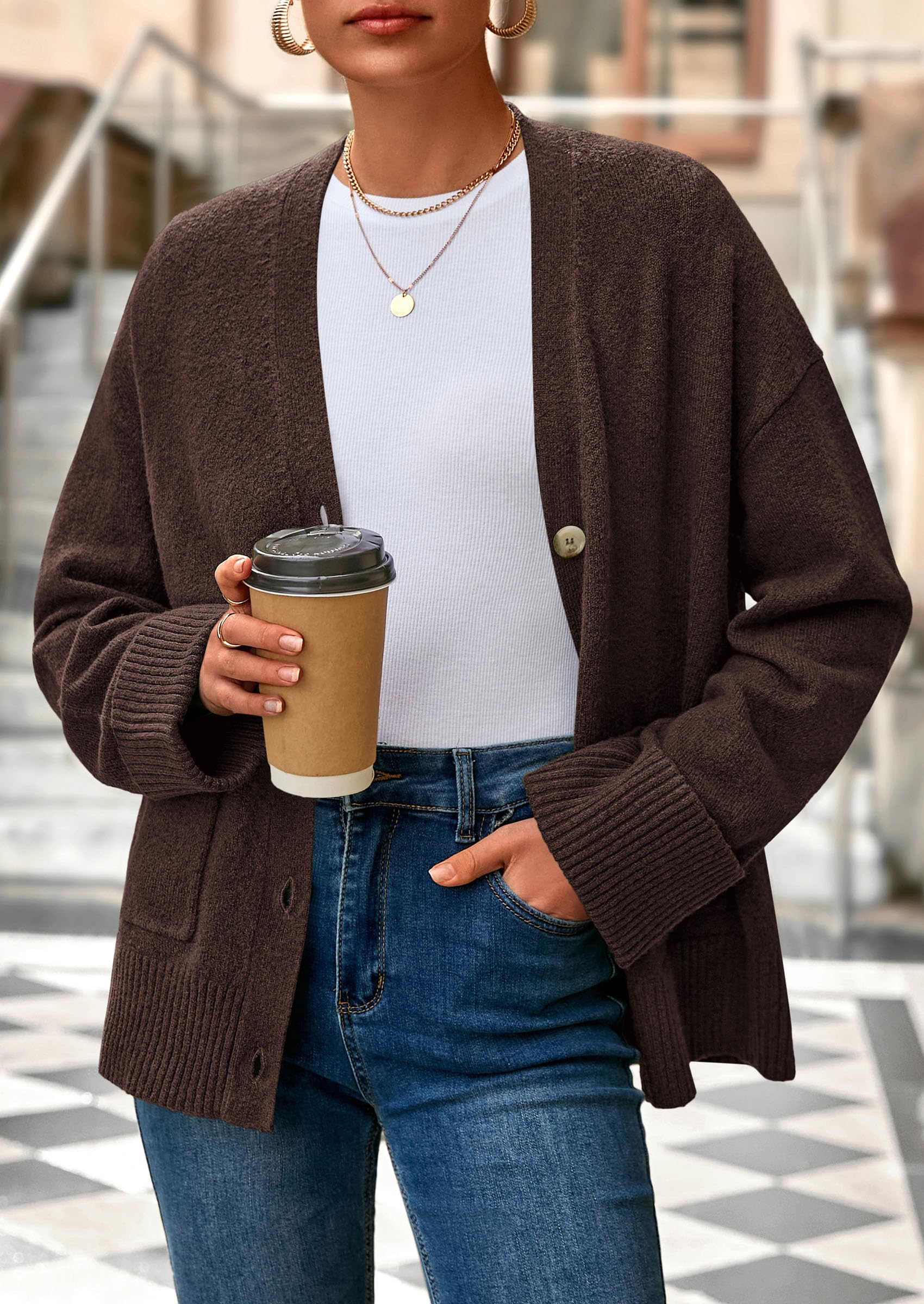 PRETTYGARDEN Women's Oversized Cardigan Sweaters Trendy Chunky Knit Long Sleeve V Neck Button Down Fall Winter Outfits