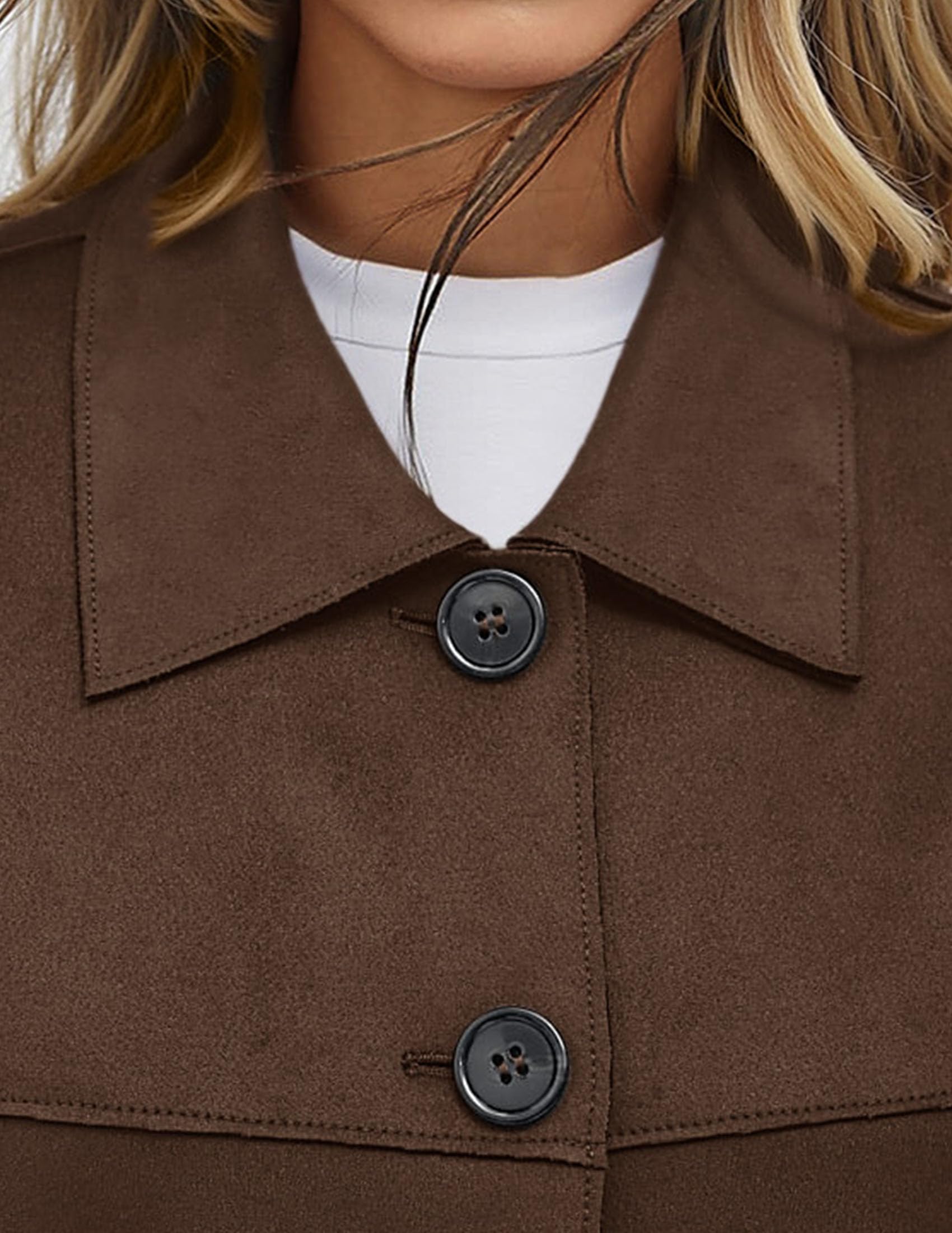 PRETTYGARDEN Women's Faux Suede Cropped Jacket Casual Lightweight Fall Fashion Winter Coats Outerwear Trendy Clothes