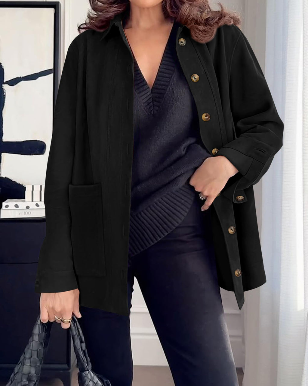 BTFBM Faux Suede Jacket Women Fall Fashion Leather Jackets Long Sleeve Button Down Winter Coats Shackets Outerwear