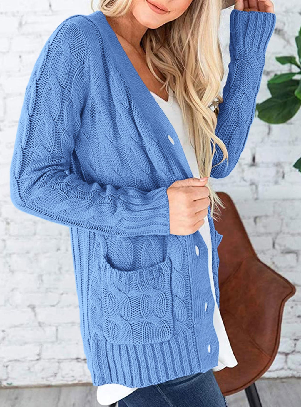 PRETTYGARDEN Women's Open Front Cardigan Sweaters Fall Fashion Button Down Cable Knit Chunky Winter Clothing Outerwear Coats