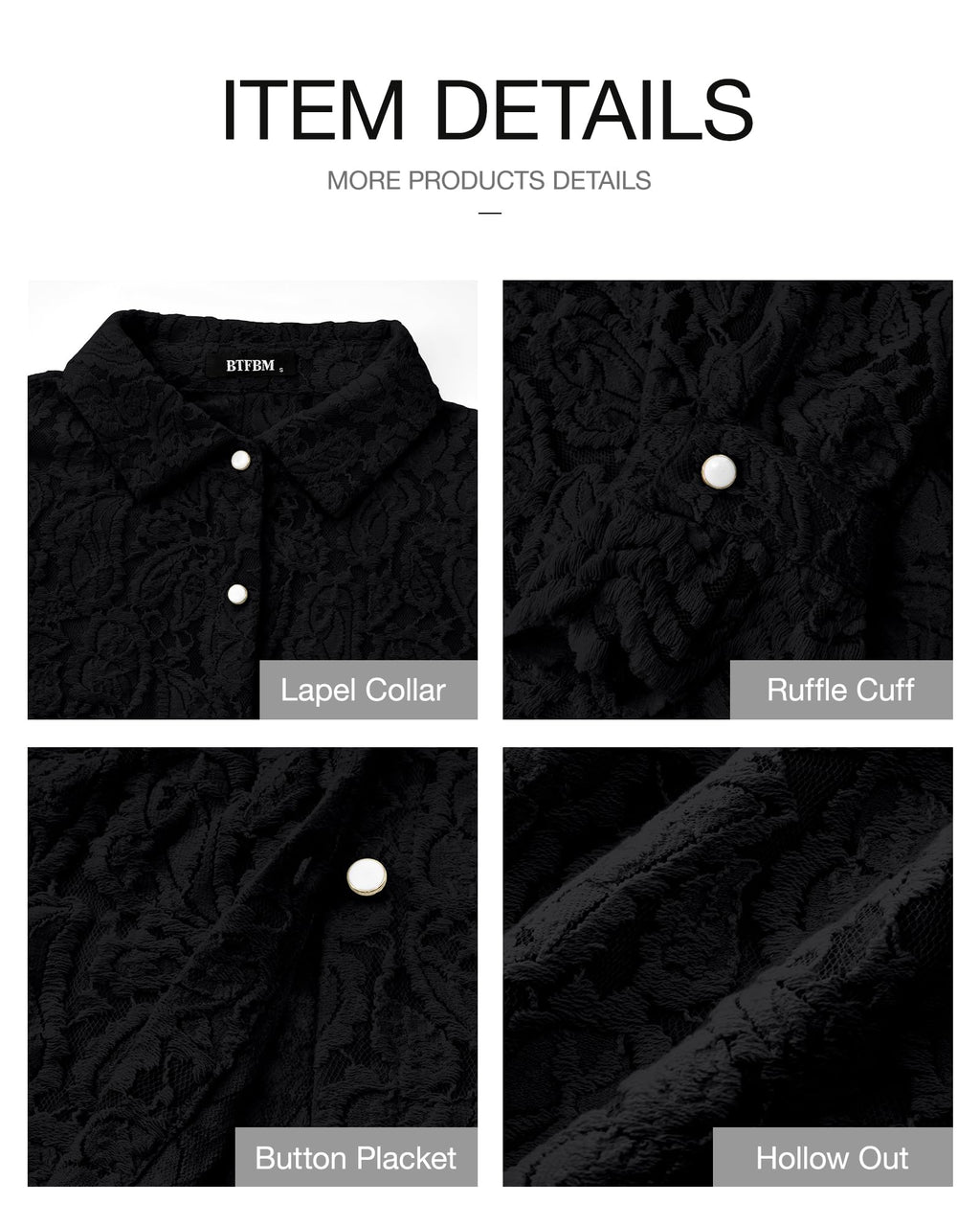 FreshPretty Long Sleeve Lace Blouses for Women Spring Dressy Casual Button Down Shirts Date Night Outfit Club Party Tops