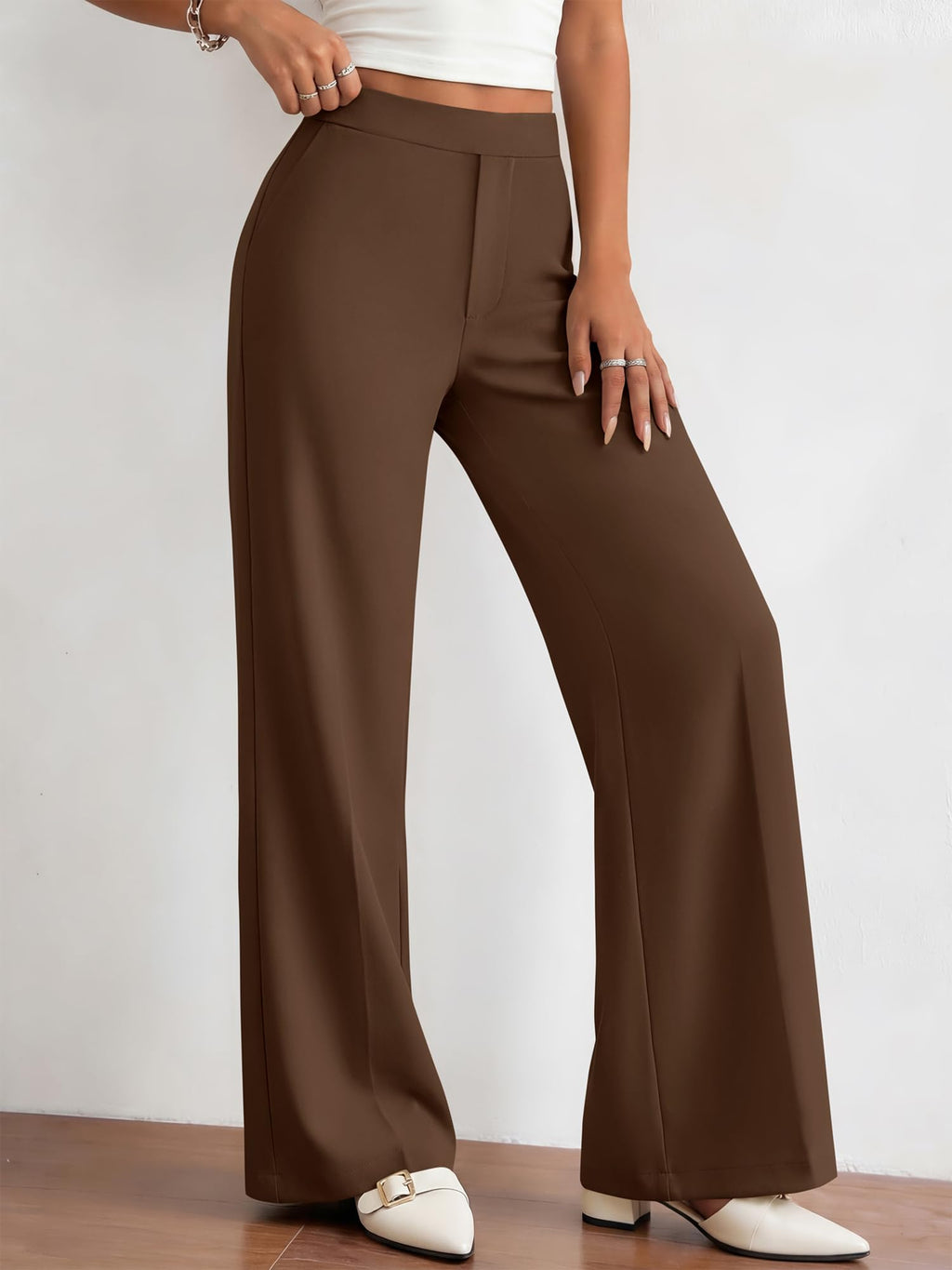 BTFBM Womens Dress Pants Wide Leg Trousers Pockets | High Waisted Long Business Casual Slacks Fall Fashion