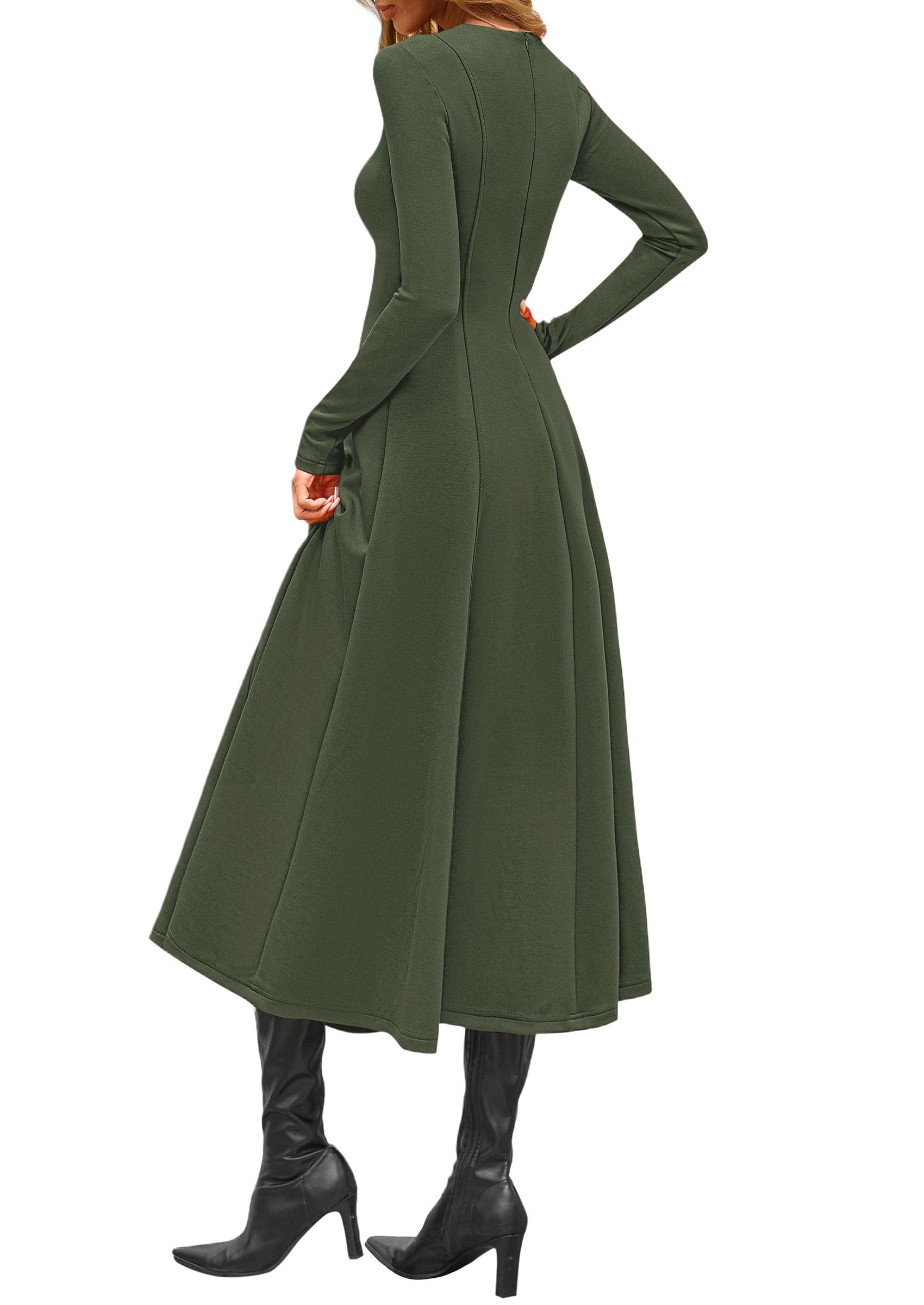 PRETTYGARDEN Cocktail Dresses for Women  Elegant Classy Fall Long Sleeve Midi A Line Flowy Modest Winter Party Dress
