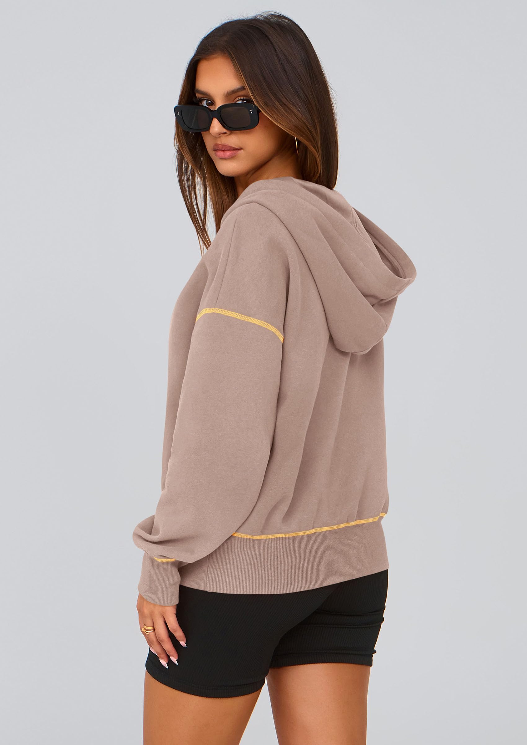 PRETTYGARDEN Women's  Fall Hooded Sweatshirts Long Sleeve Half Zip Cropped Hoodies Pullover Winter Fashion Clothes