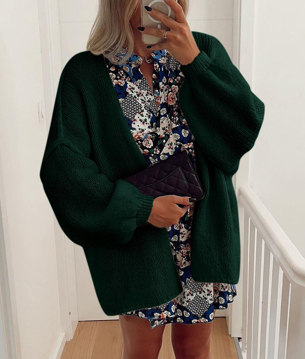 PRETTYGARDEN Womens Oversized Cardigan Sweaters Fall Long Lantern Sleeve Knit Open Front Lightweight Sweater