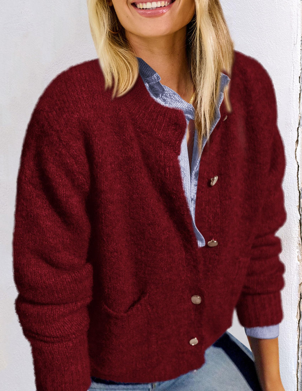 PRETTYGARDEN Women's Knit Cardigan Sweaters Casual Long Sleeve Open Front Button Up Ribbed Fall Spring Sweater Jackets