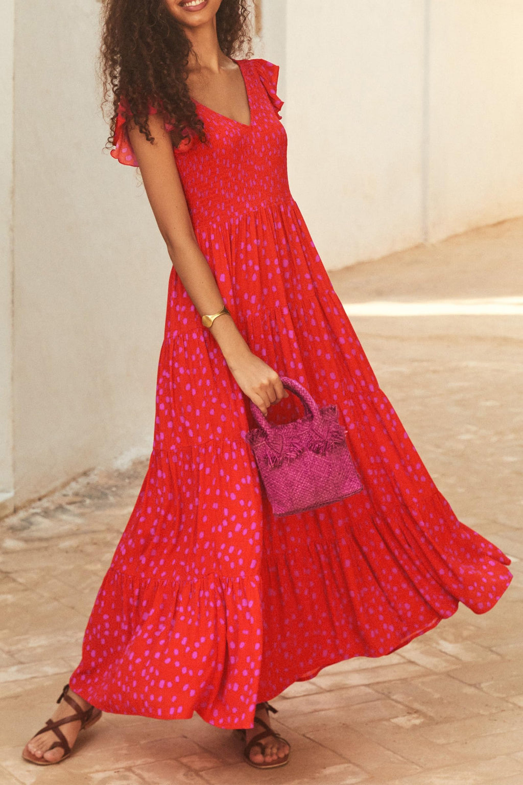 Visit the PRETTYGARDEN Store PRETTYGARDEN Women's Summer Floral Midi Dress Cap Sleeve V Neck Ruffle Long Flowy Boho Casual Beach Vacation Dresses