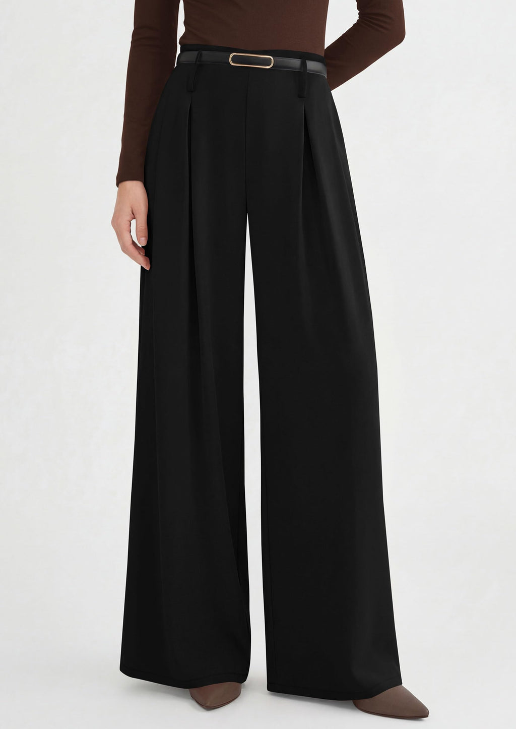 PRETTYGARDEN Womens Spring Wide Leg Trousers High Elastic Waist Loose Pleated Long Flowy Palazzo Work Pants with Pockets